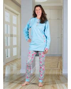 Hansop -  dames dessin | rugrits - mintgroen met bloemen
